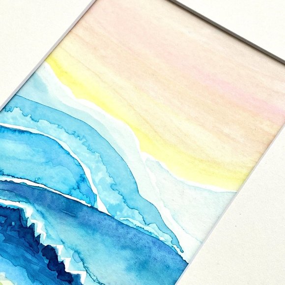 Serene View - Original Wall Art Watercolor Painting Matted Frame Ready 8”x10” - Picture 3 of 5